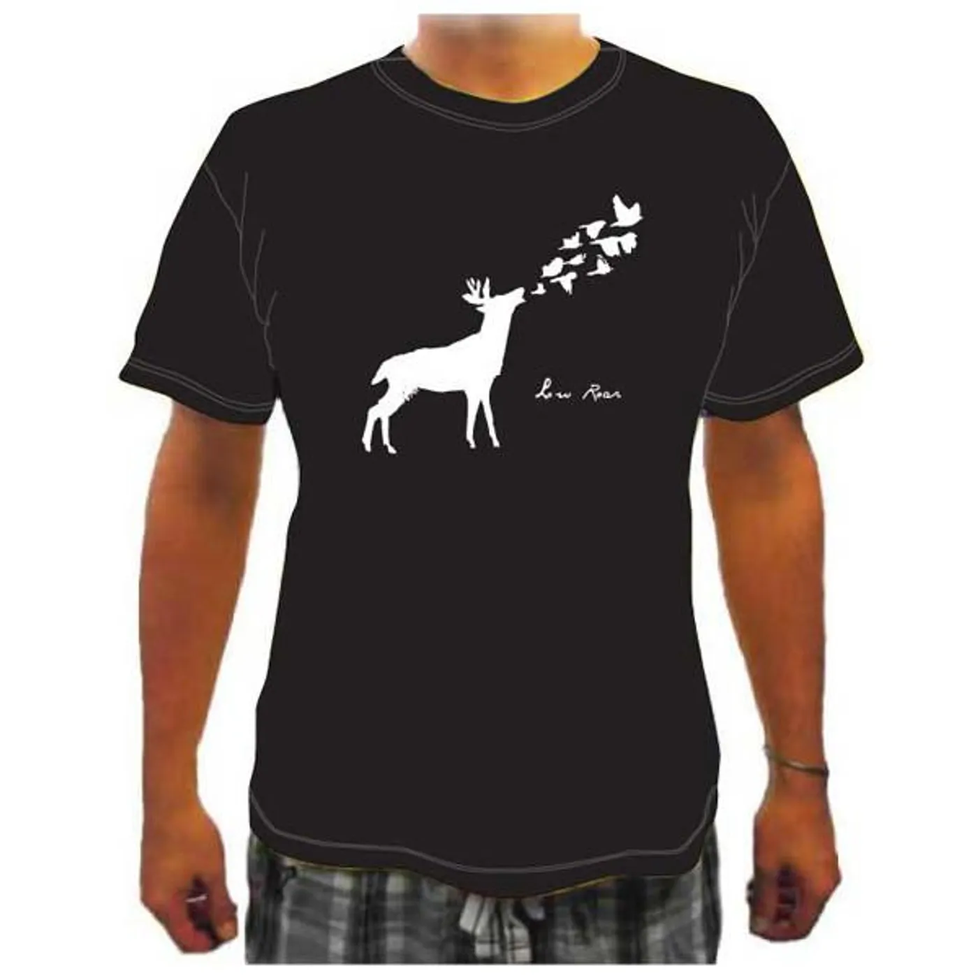 Low Roar - Deer  and  Birds Unisex Black T-Shirt