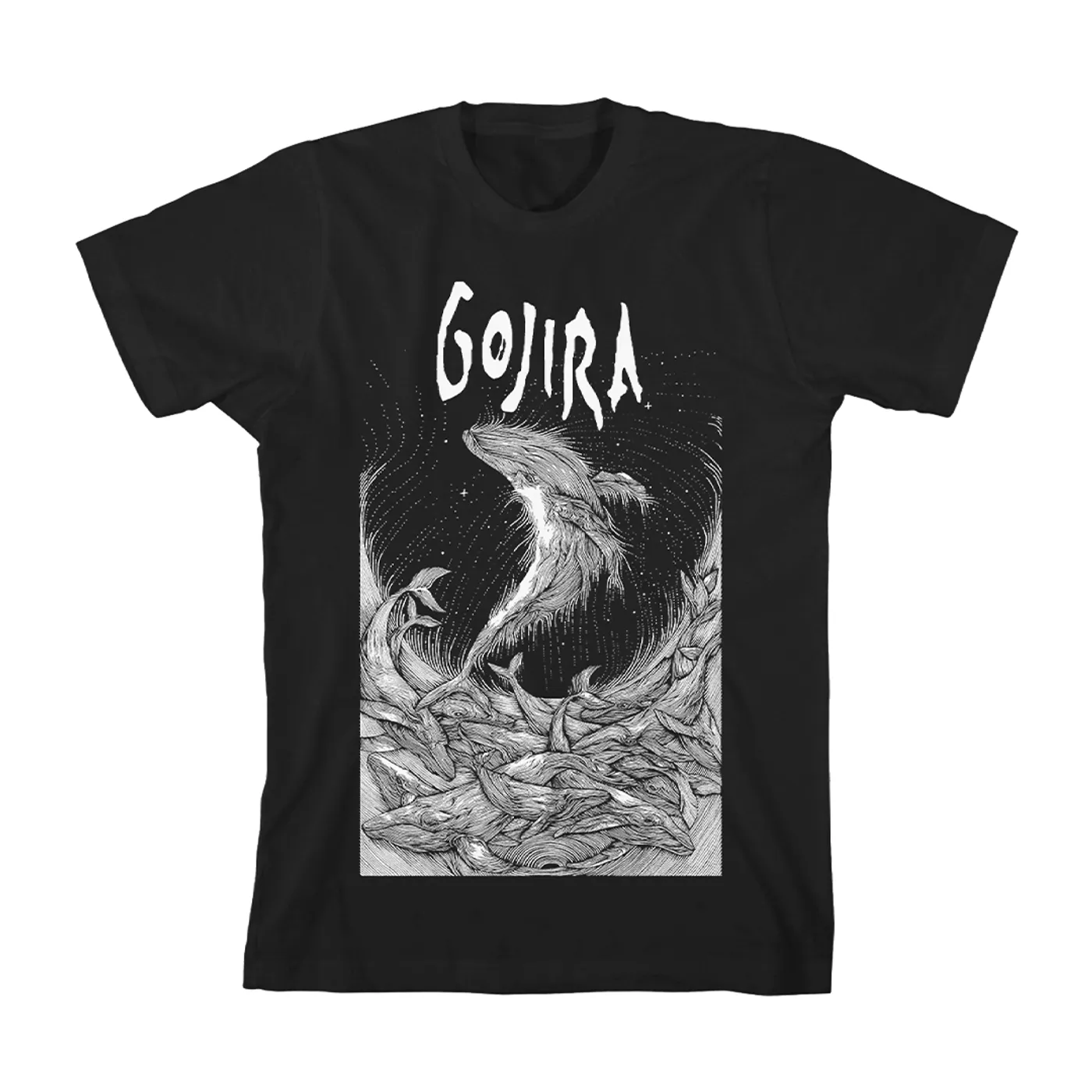 Gojira Wood Block Whales T-Shirt