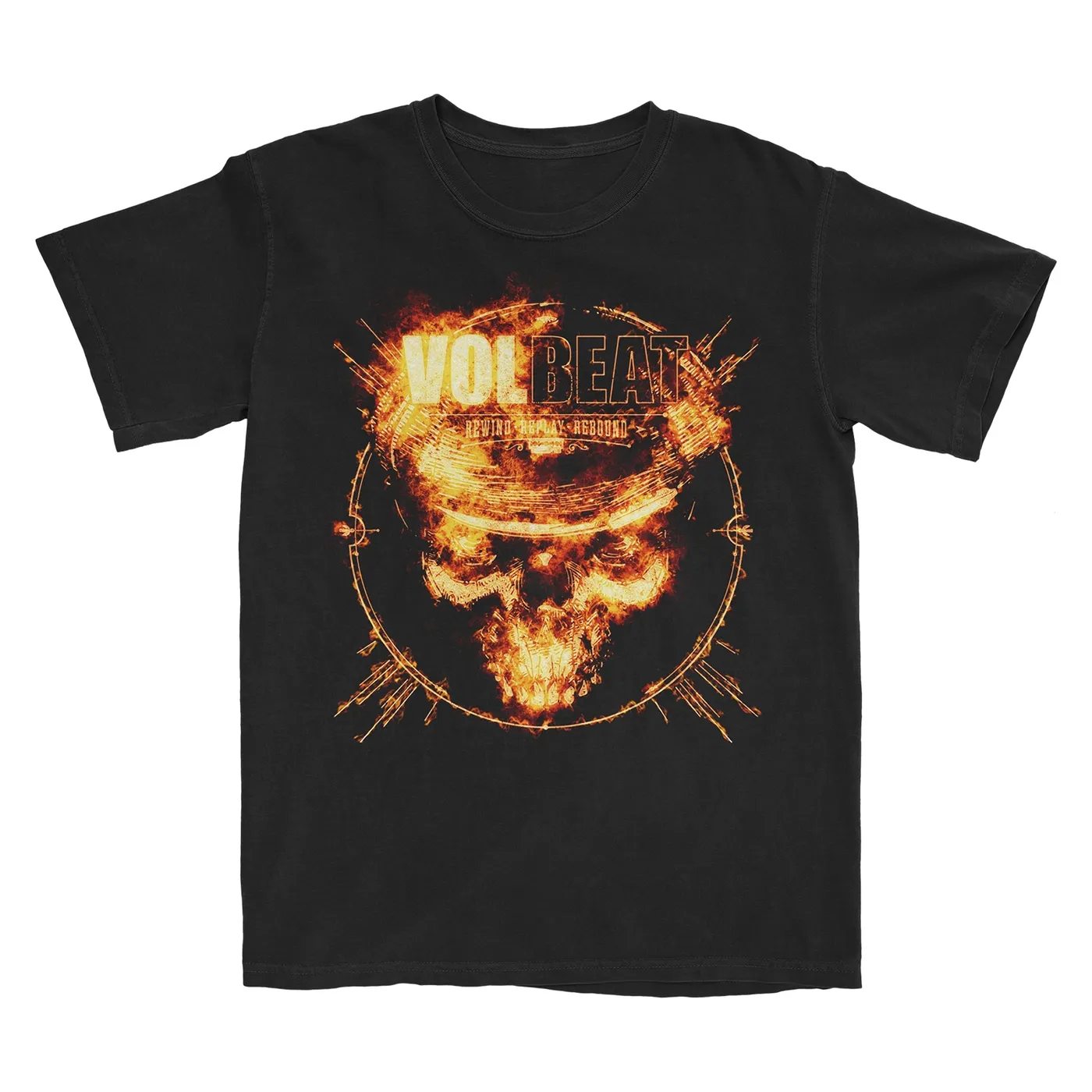 Volbeat Rewind, Replay, Rebound Skull Fire T-Shirt