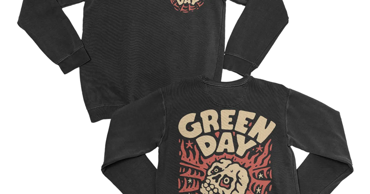 Green Day Skull Spider Crewneck