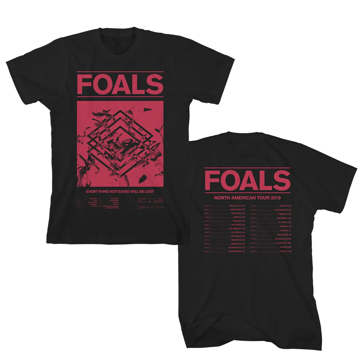 Foals Diamond Flowers Tour Black T-Shirt