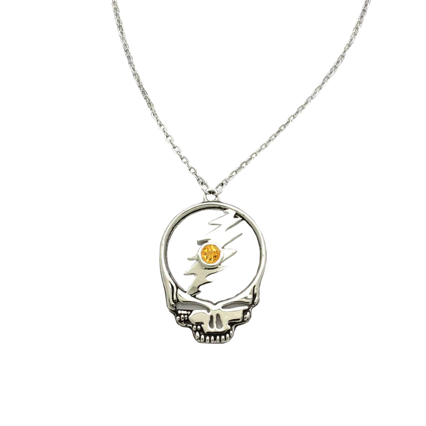 Grateful Dead Stealie November Citrine Birthstone Necklace
