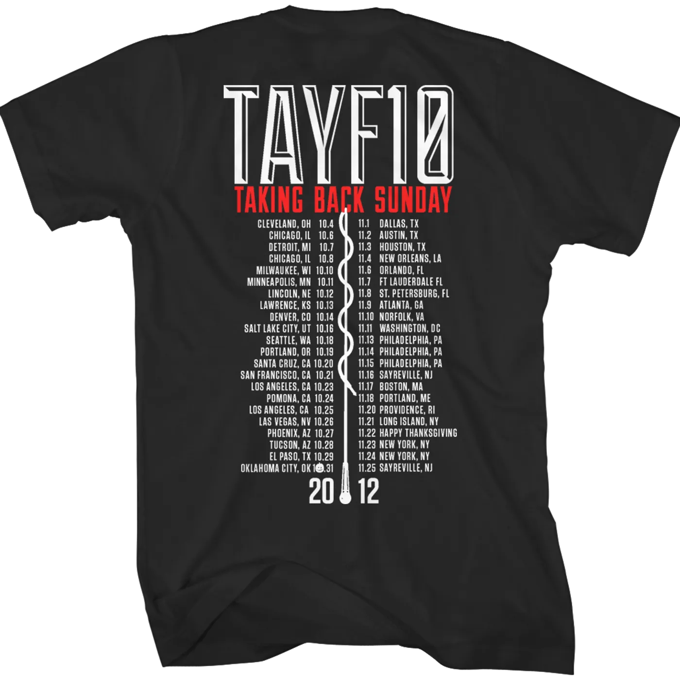 Taking Back Sunday TAYF10 Tour T-Shirt