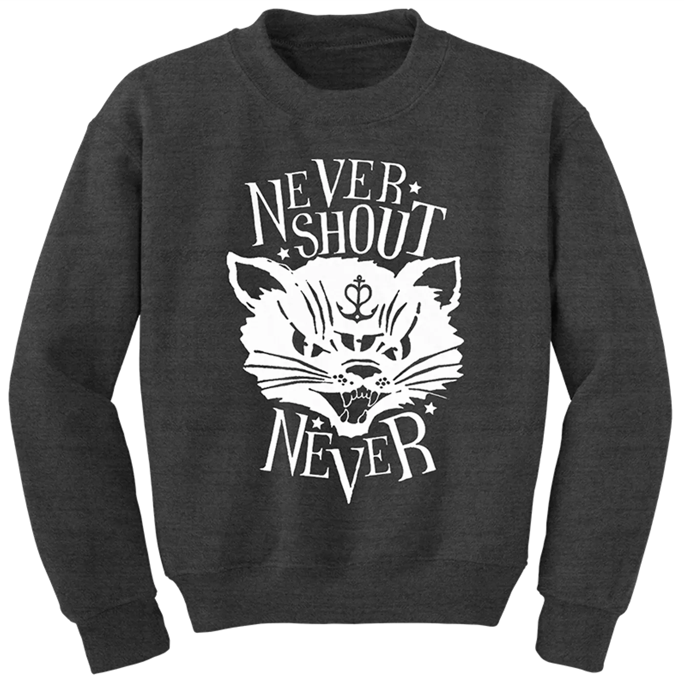Never Shout Never Pop Kitty Crewneck Sweatshirt Heather Grey