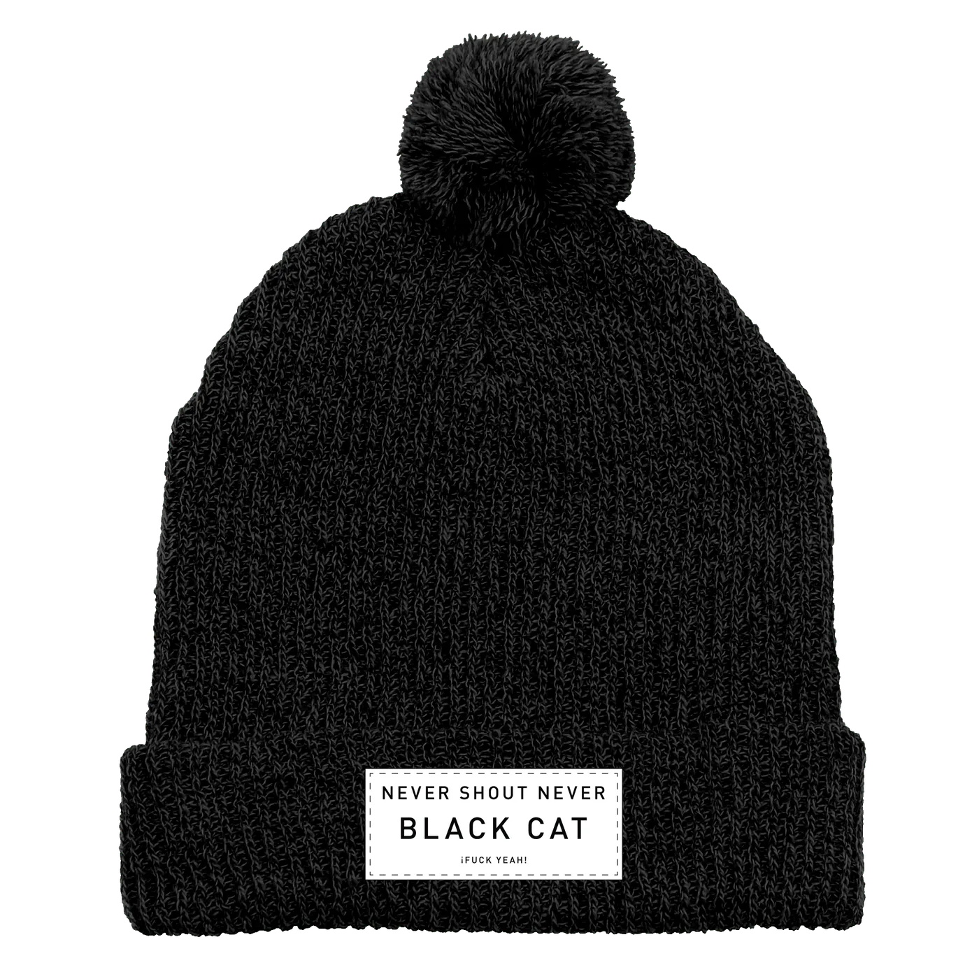 Never Shout Never Black Cat F Yeah Label Pom Beanie