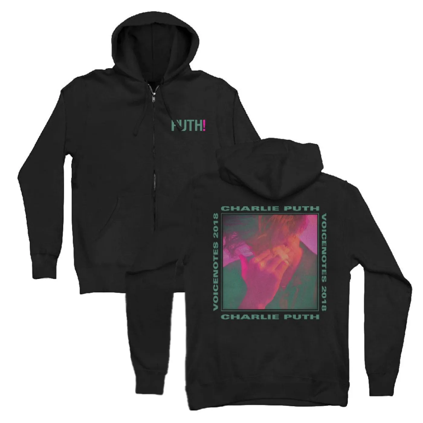 Charlie Puth Shy Away Slim Fit Zip Hoodie Black