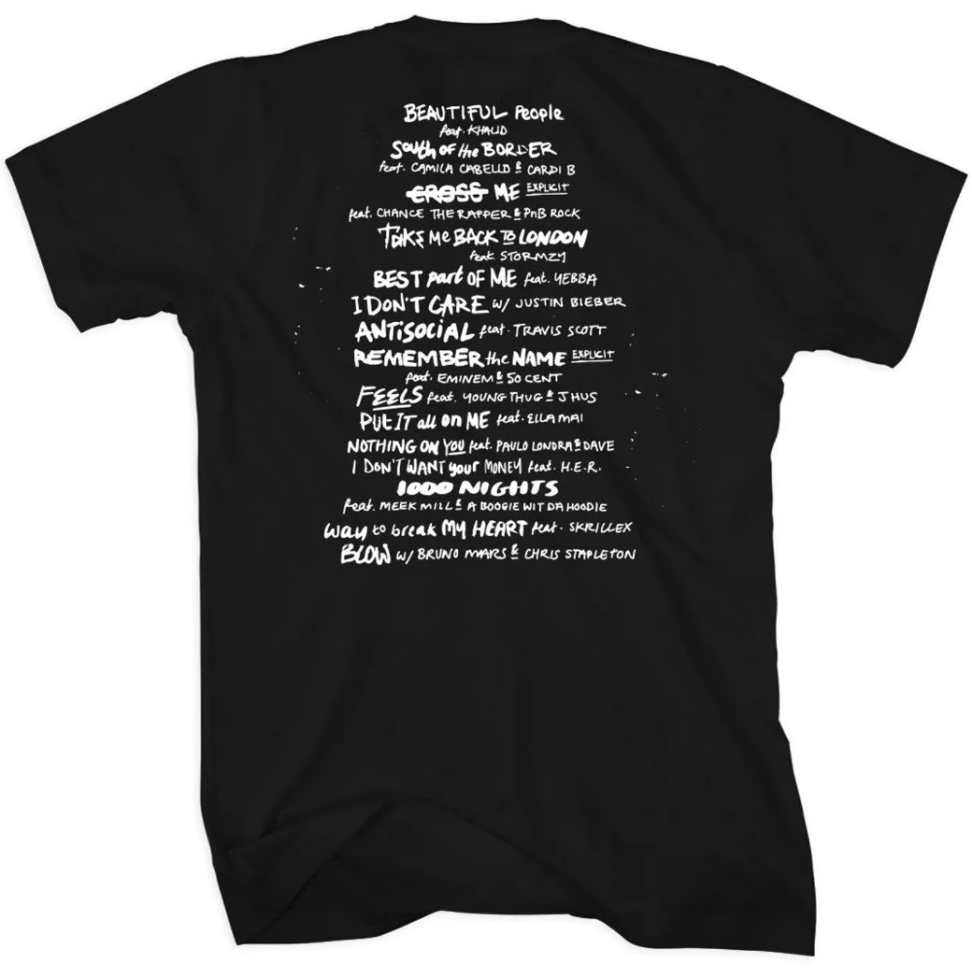 Ed Sheeran No.6 Collaborations Project Pop Up Album Black T-Shirt