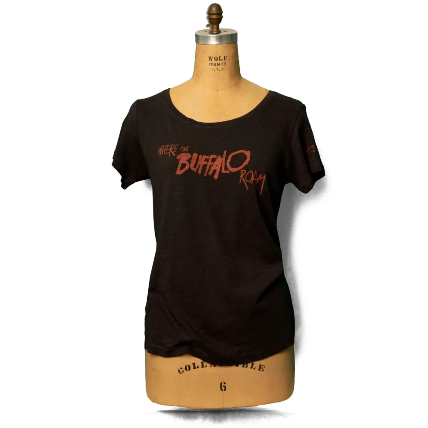 Neil Young Soft Organic Vintage Buffalo Roam Women's Black T-Shirt