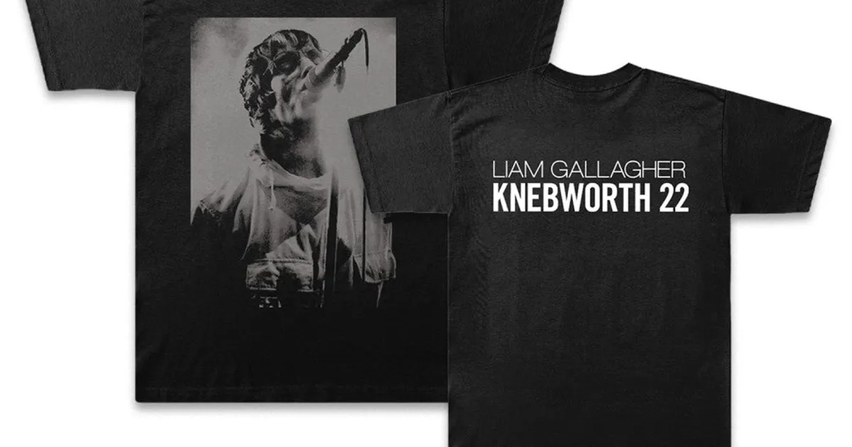 Liam Gallagher Knebworth 22 Live Photo T-Shirt Black