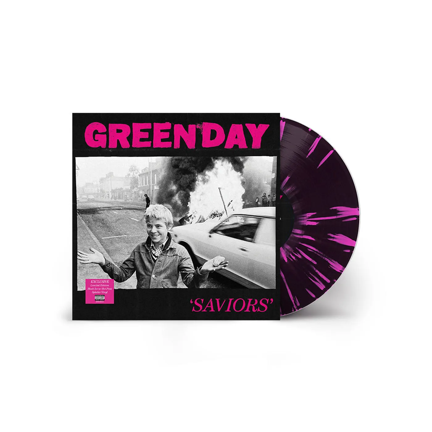 Green Day SAVIORS Lt Ed Store Exclusive Black Ice w Hot Pink Splatter Vinyl LP