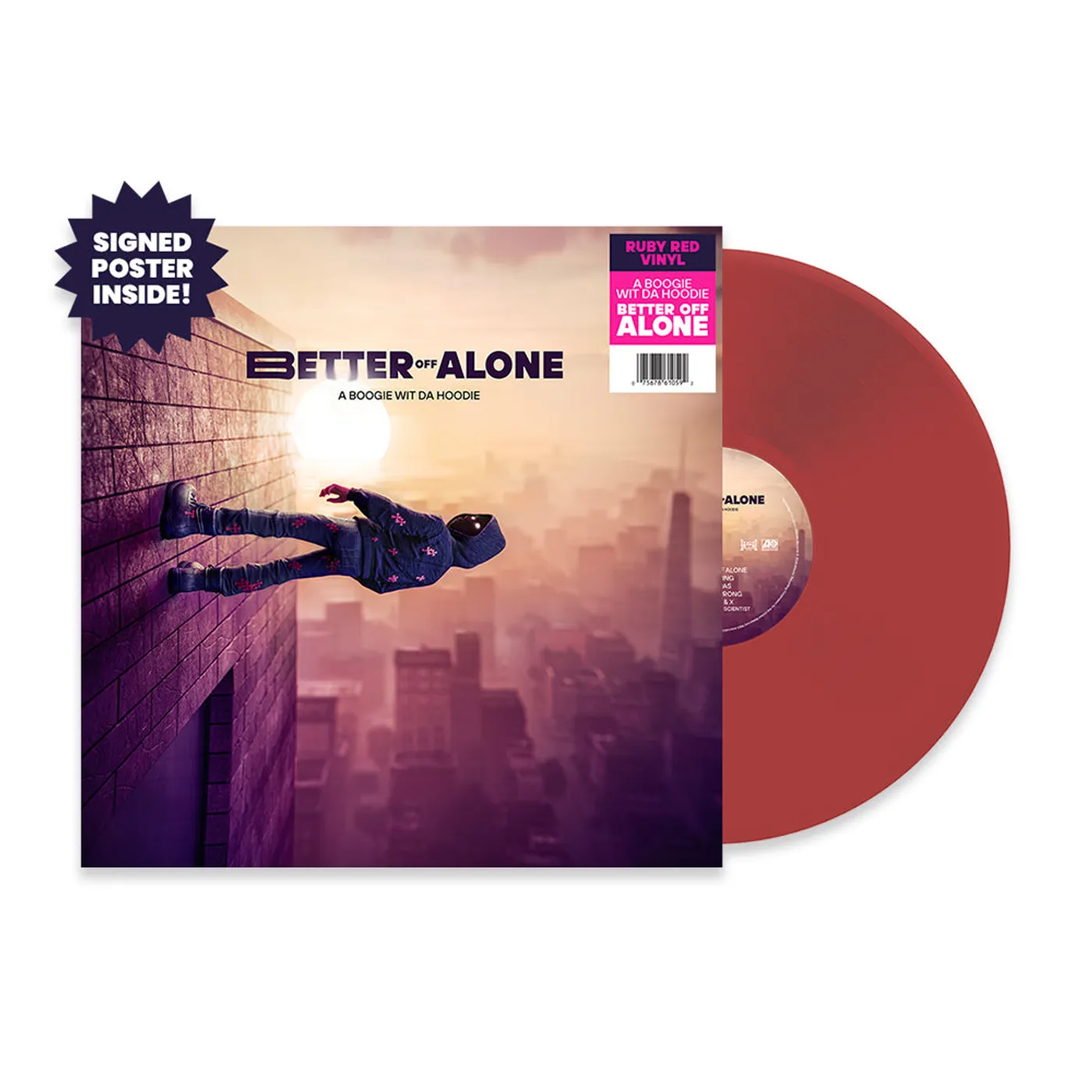 A Boogie Wit da Hoodie Better Off Alone Autographed Red Vinyl