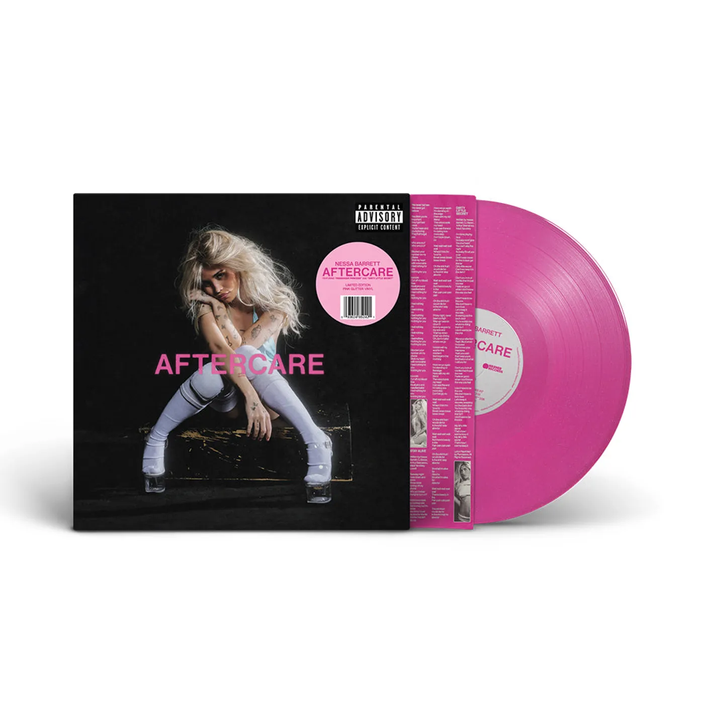 Nessa Barrett AFTERCARE Pink Glitter Vinyl LP