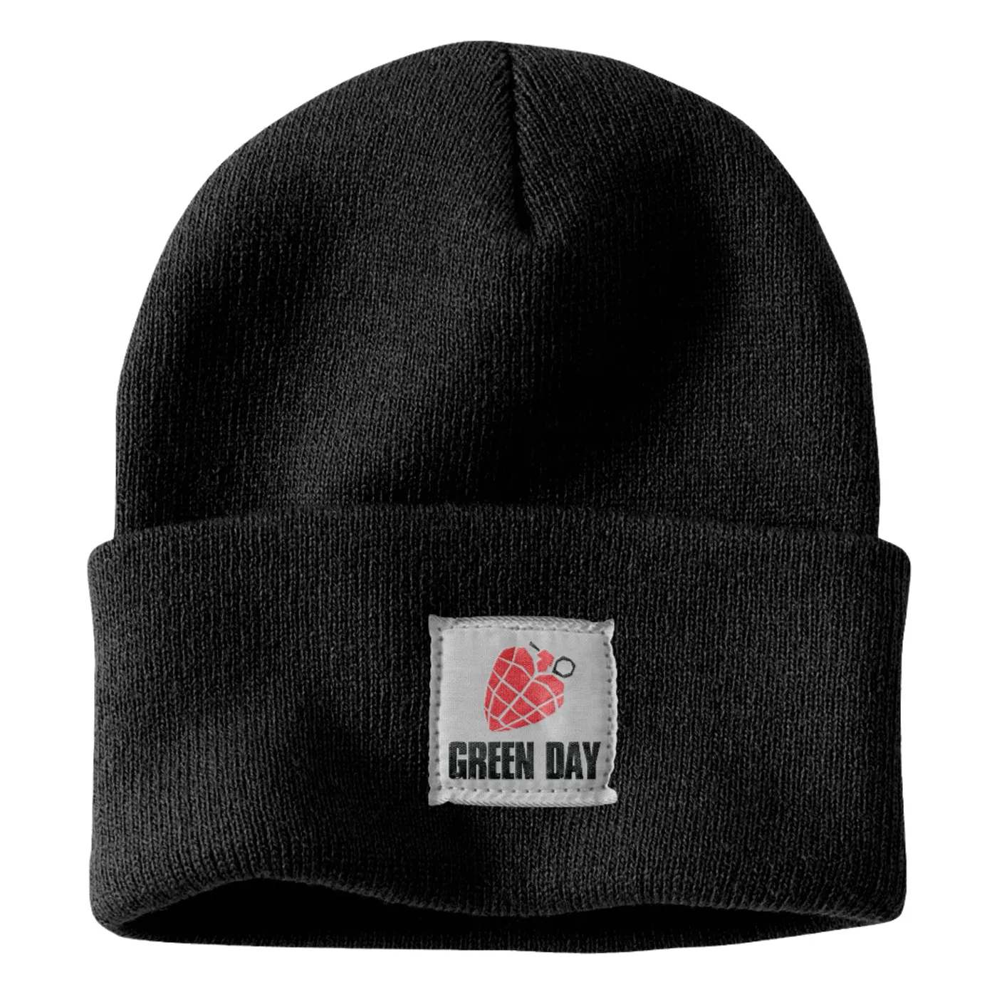 Green Day Heart Grenade Patch Black Beanie
