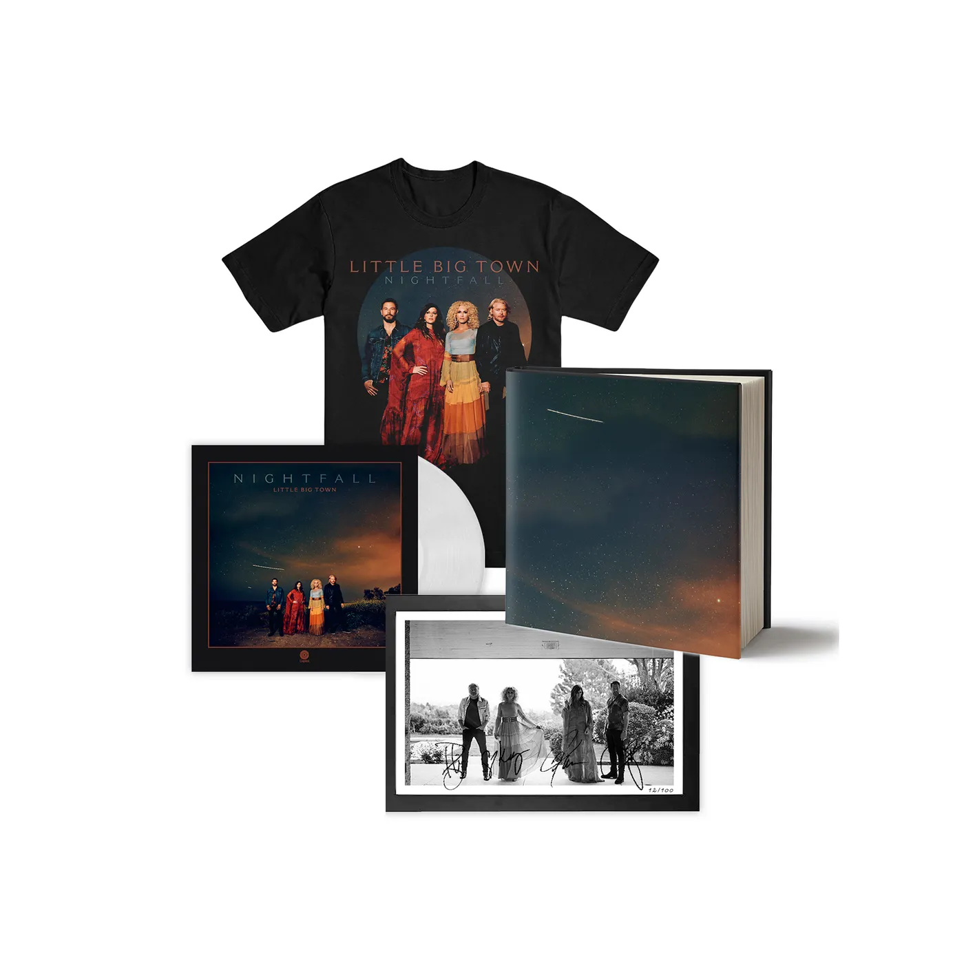 Little Big Town VIP Nightfall Bundle: Hardcover Photo Book, Signed & Framed Litho, T-Shirt + Vinyl