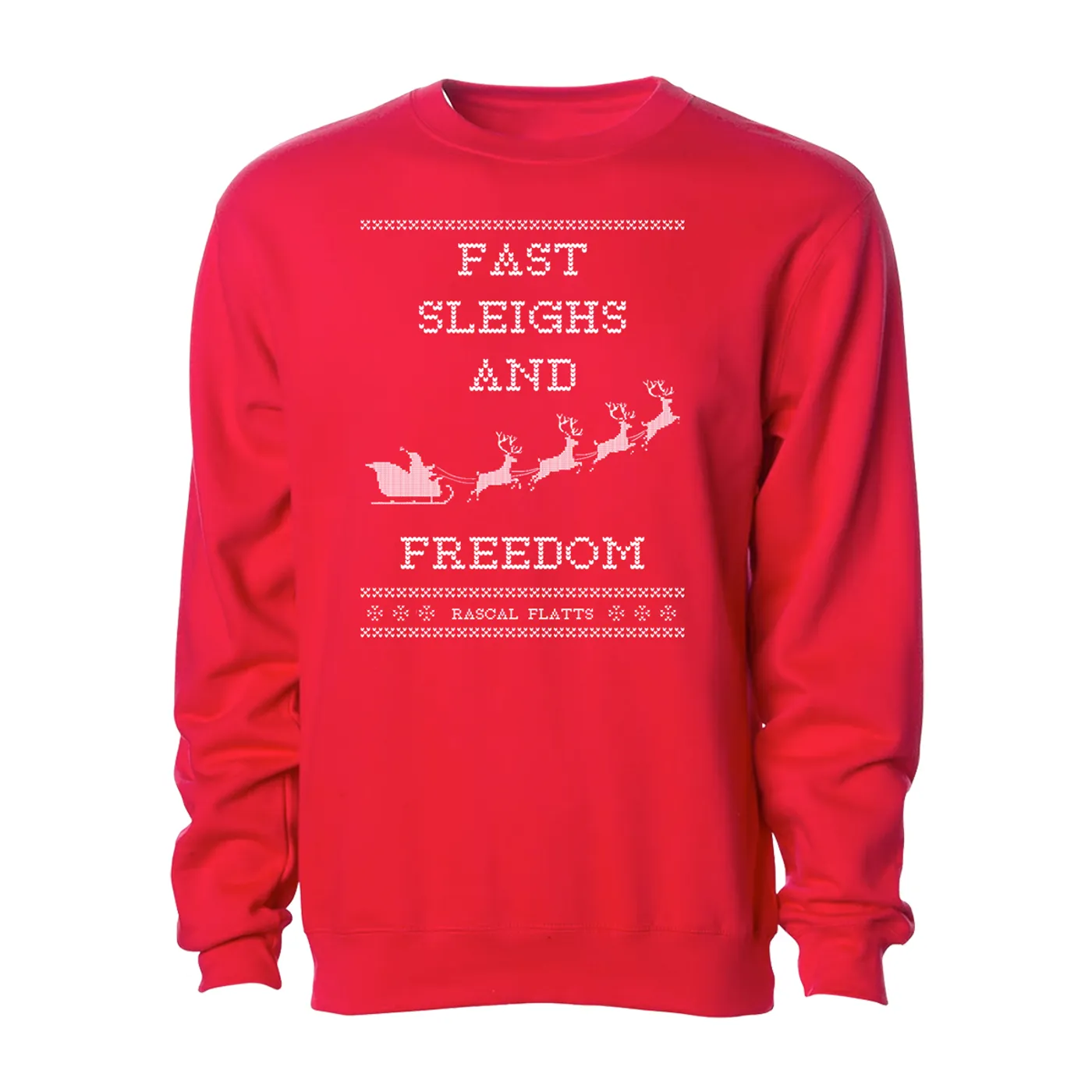 Rascal Flatts Fast Sleighs and Freedom Red Holiday Crewneck