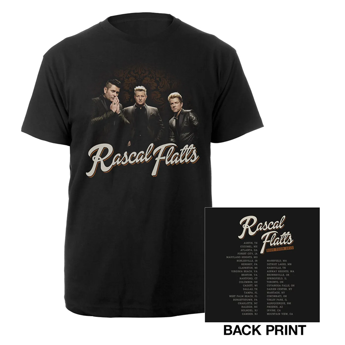 Rascal Flatts Riot Tour 2015 Black Suit Photo T-shirt