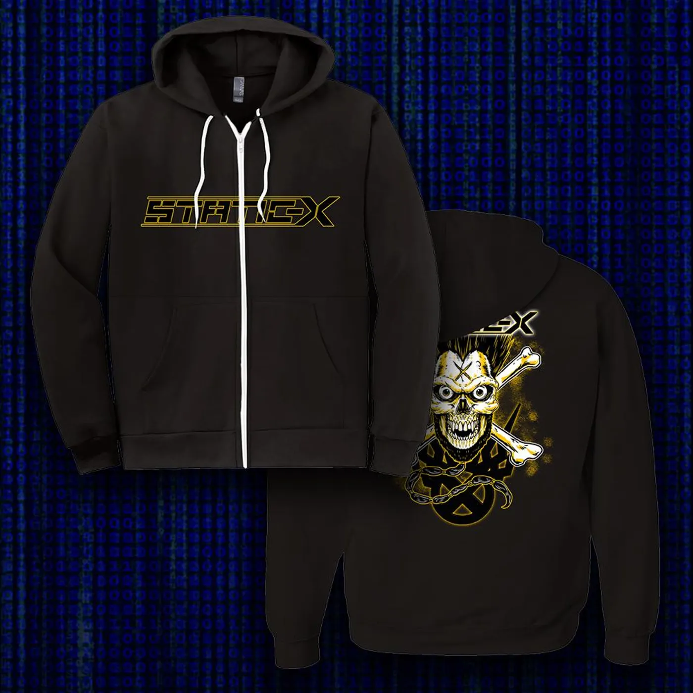 Static-X Yellow Skull Zip-Up Hoodies