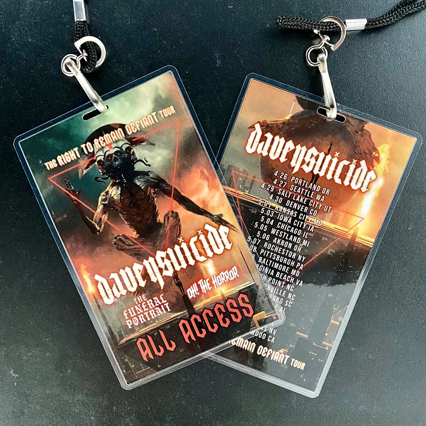Davey Suicide "The Right to Remain Defiant" Official Souvenir Tour Laminate