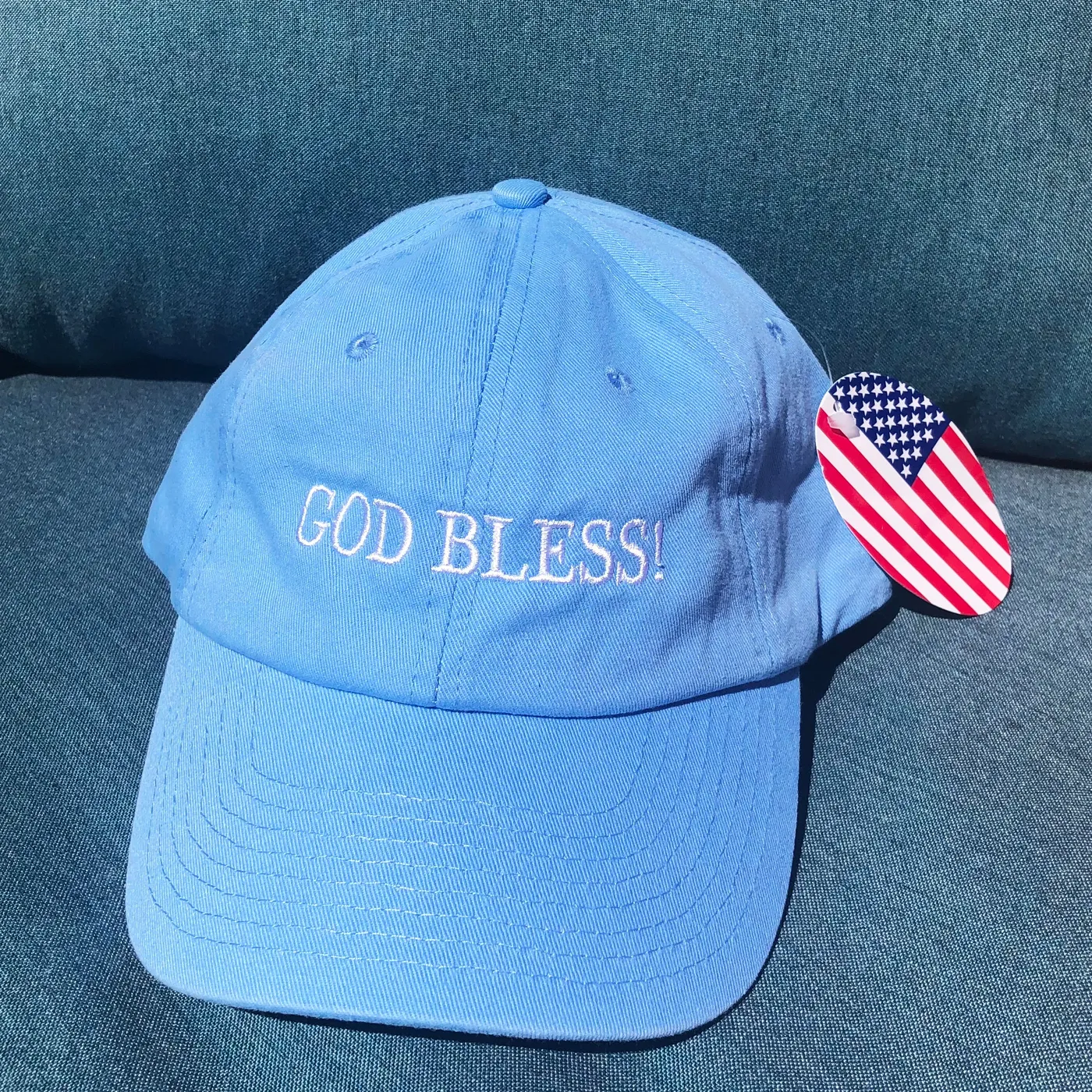An0maly Baby Blue God Bless! Hat.