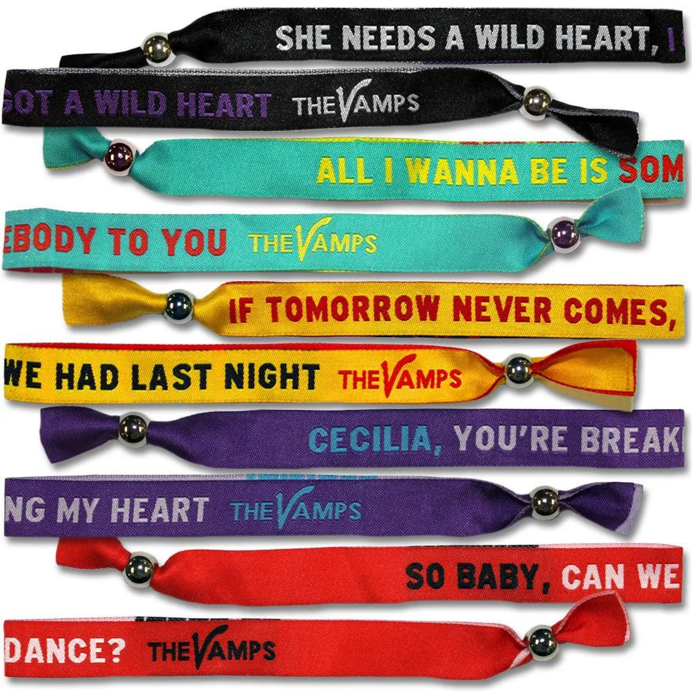 The Vamps Lyric Wristband Set