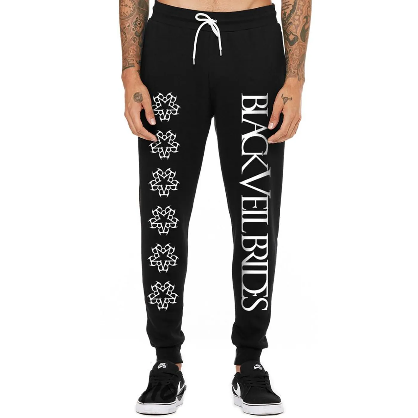 Black Veil Brides Pentagram Logo Joggers - White