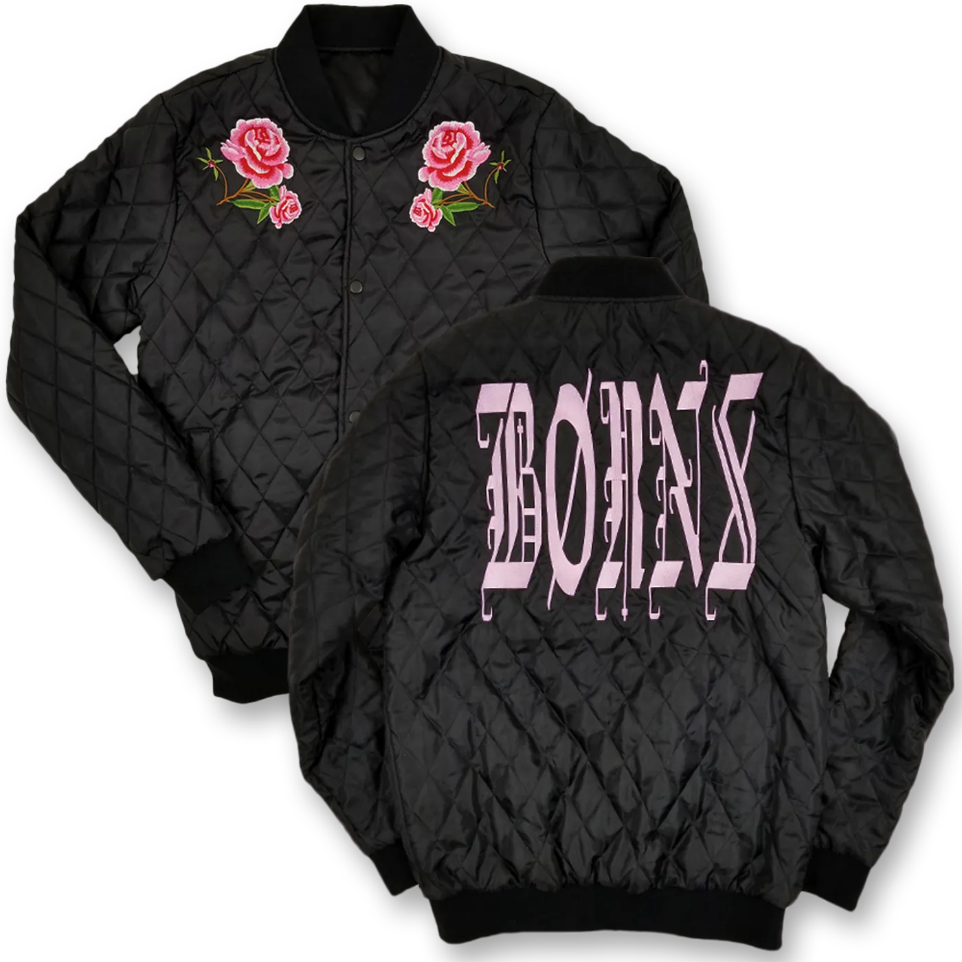 BØRNS Rose Reversible Quilted Bomber Jacket
