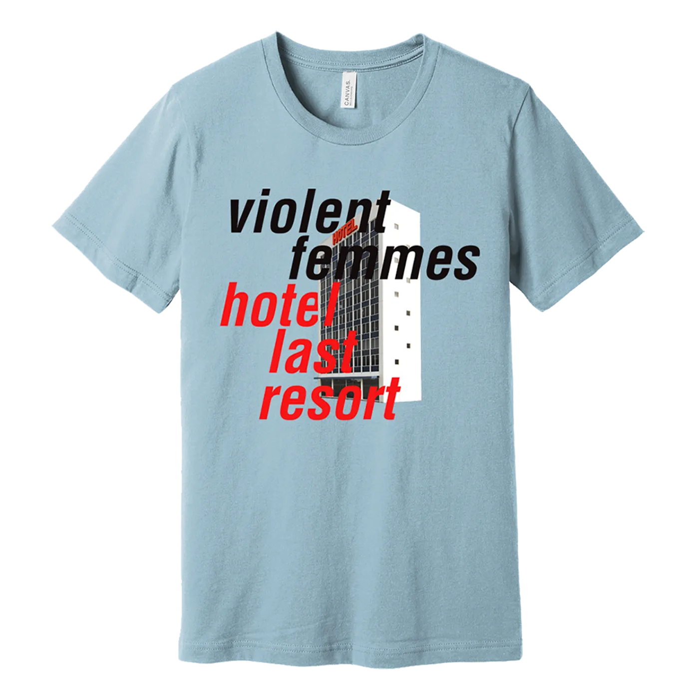VIOLENT FEMMES HOTEL LAST RESORT LOGO TEE LT BLUE