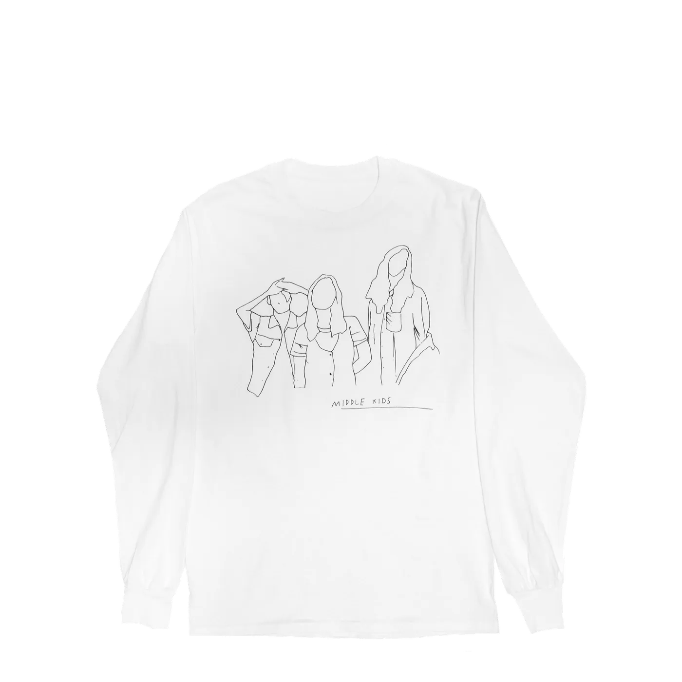 Middle Kids WHITE OUTLINE LONGSLEEVE