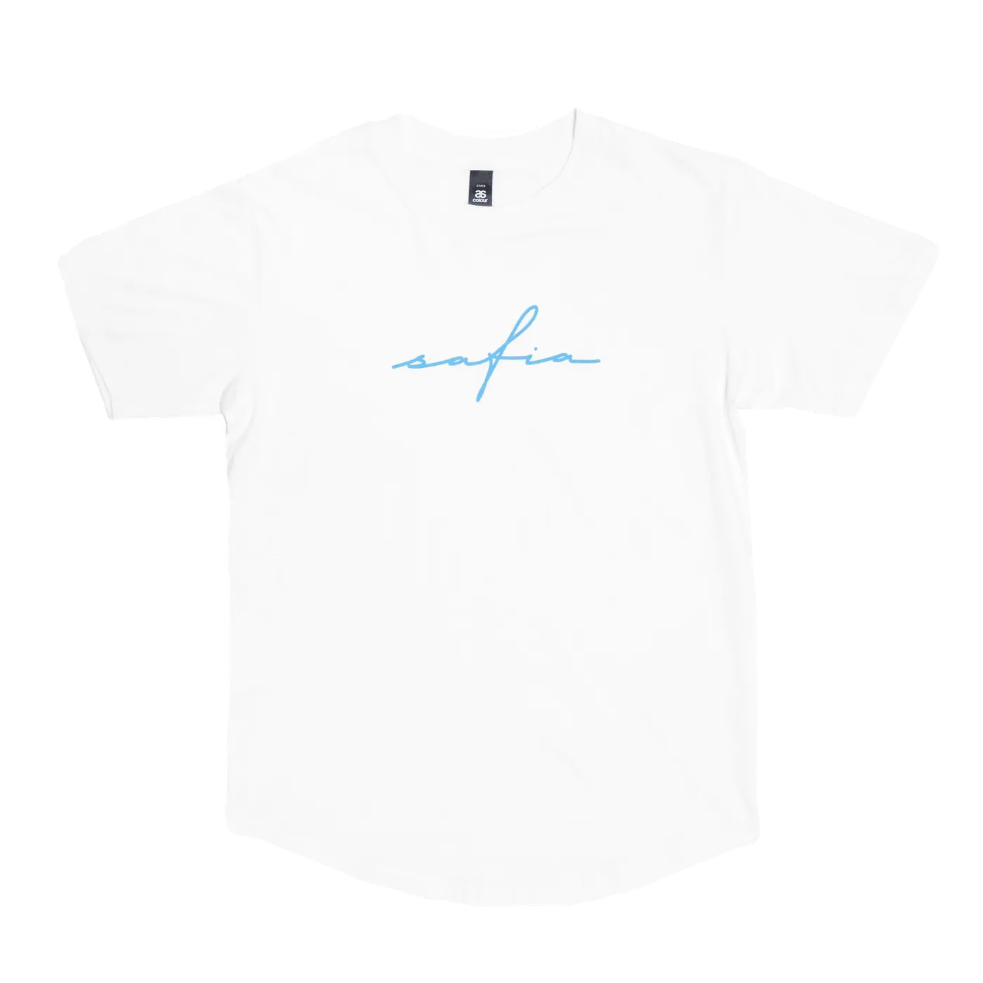 SAFIA Blue Script Tee (White)